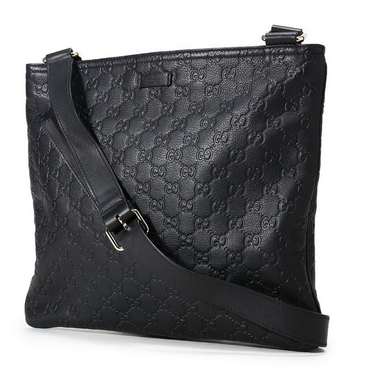 gucci(古驰) #黑色皮质经典logo斜挎包