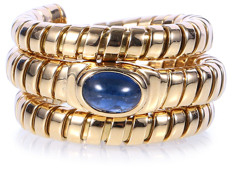 bvlgari(宝格丽) #18k黄金蛇形镶蓝宝石戒指 51