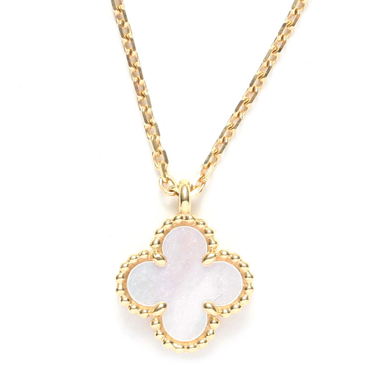 van cleef & arpels(梵克雅宝) 18k黄金白色贝母四叶草项链