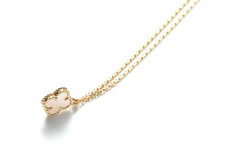 van cleef arpels(梵克雅宝 18k黄金白色贝母四叶草项链