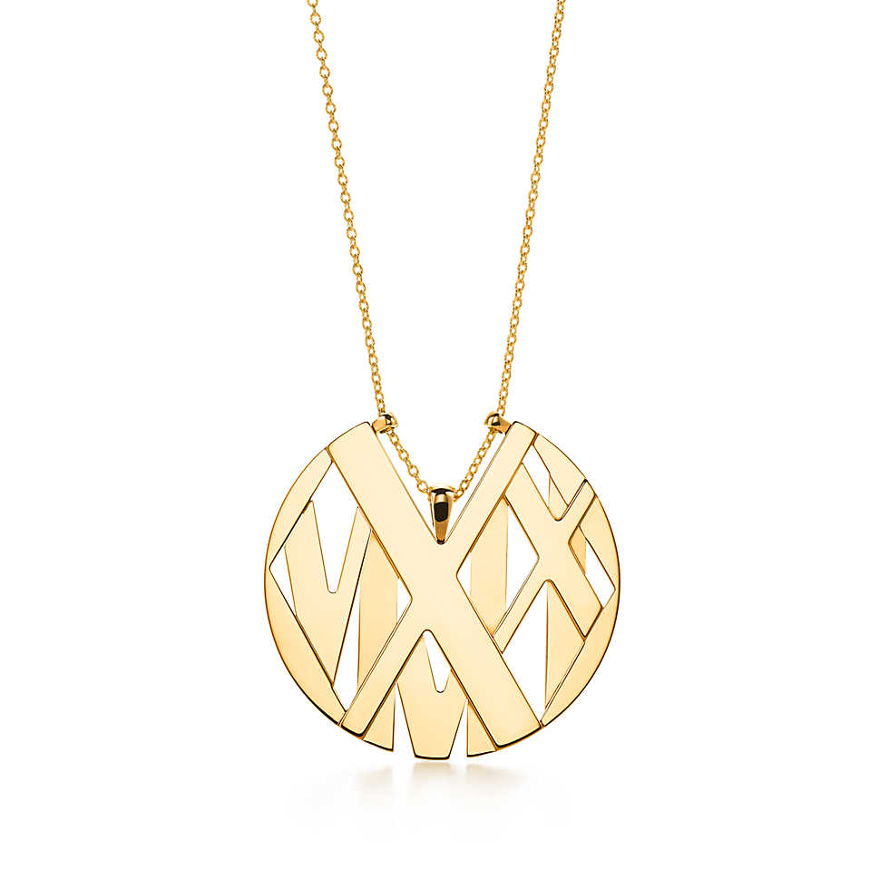 (蒂芙尼) 字母logo标牌 18k金项链大号32995209