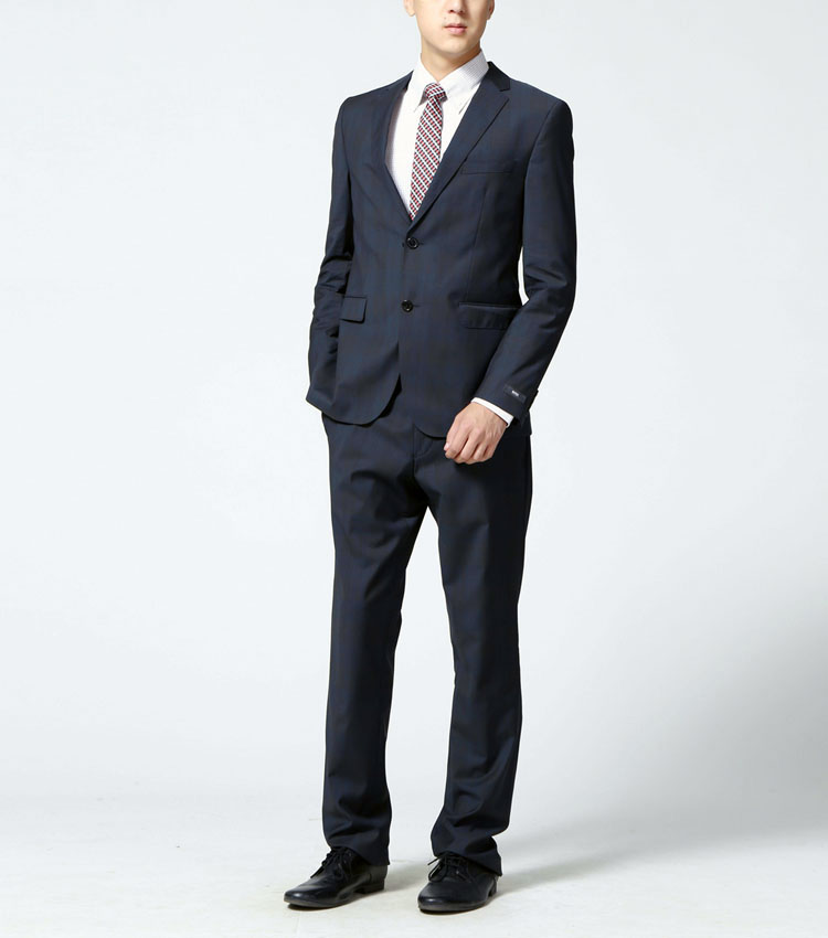 hugo boss蓝色羊毛男士西服套装