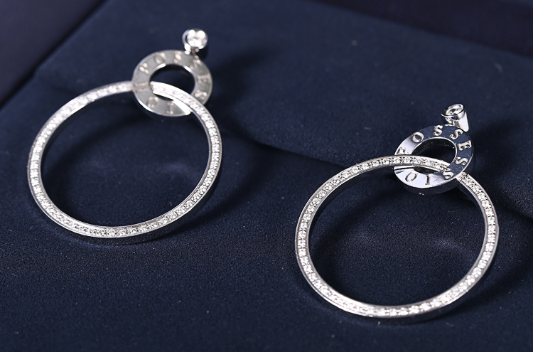 piaget(伯爵) 18k白金大圈小圈镶钻耳环