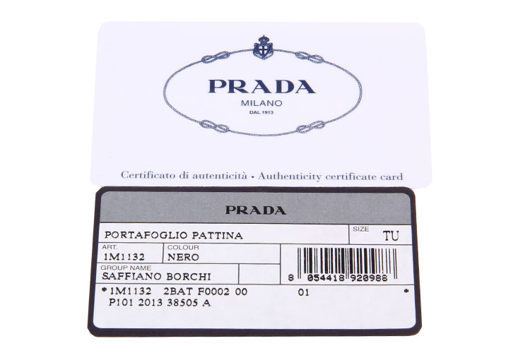 prada(普拉达) 黑色皮质铆钉装饰长款按扣钱夹