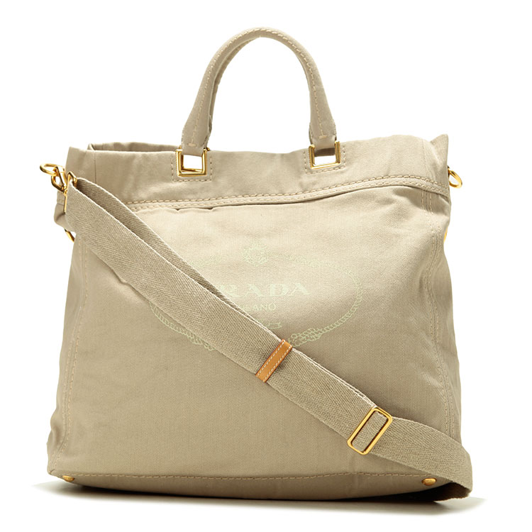 prada(普拉达) #米黄色帆布两用大购物袋