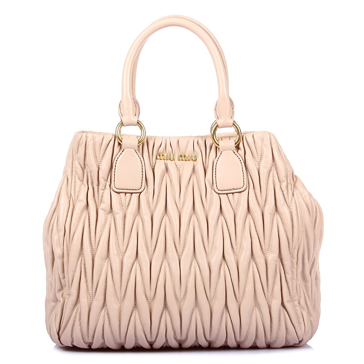 miumiu(缪缪) 裸色皮质褶皱两用包