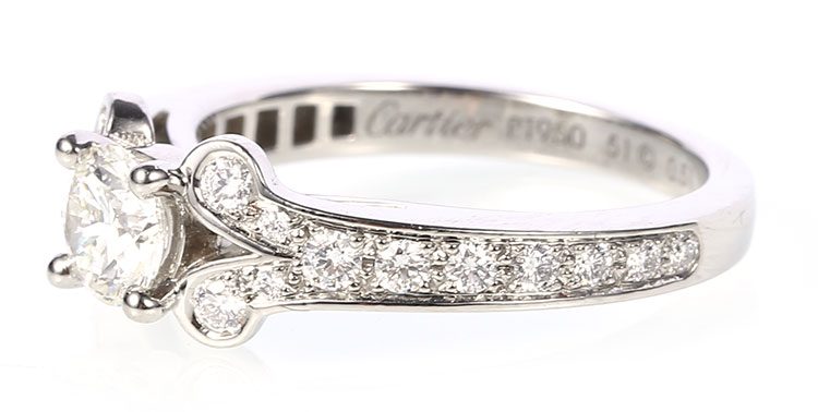 cartier(卡地亚) pt950铂金碎钻镶钻戒指51