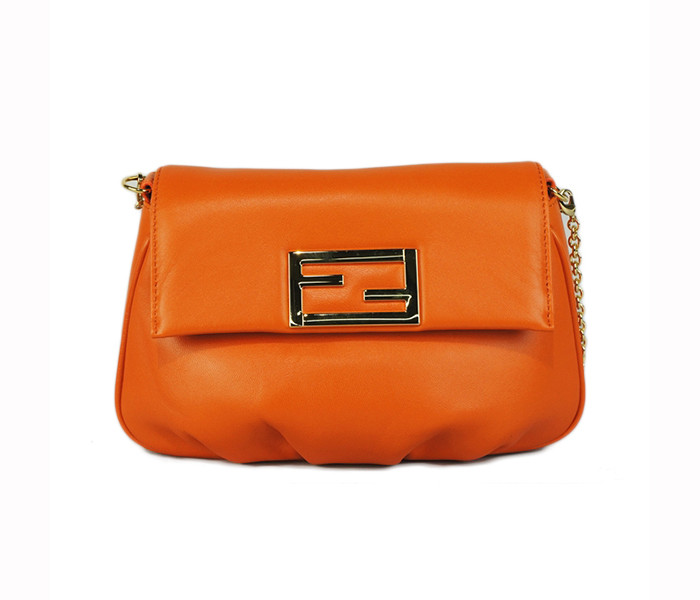 fendi 芬迪 桔色女士经典双f金属装饰斜挎包