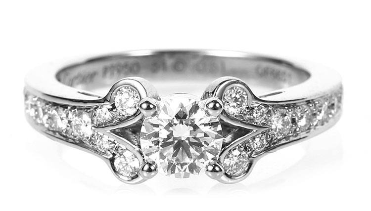 cartier卡地亚pt950铂金碎钻镶钻戒指51