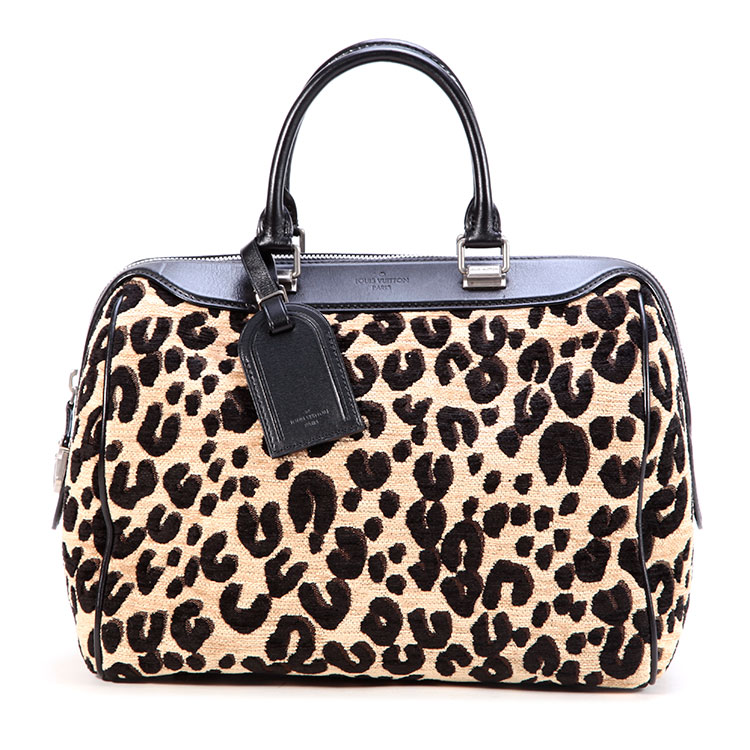 louis vuitton(路易威登) 豹纹绒面手提包