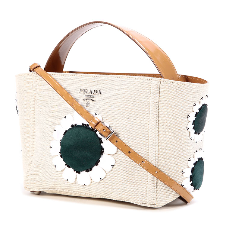 prada(普拉达) 帆布花朵图案两用包
