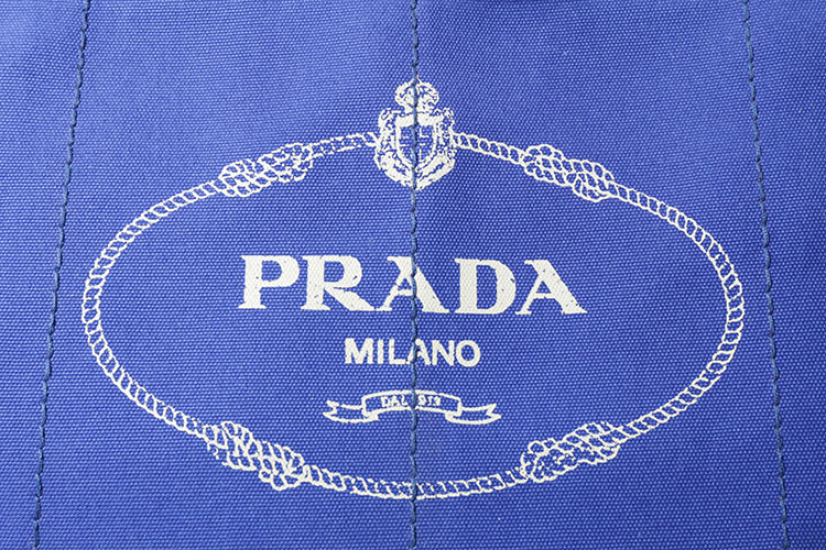 【prada普拉达 手提包】prada(普拉达) #宝蓝色帆布logo大号手提包【