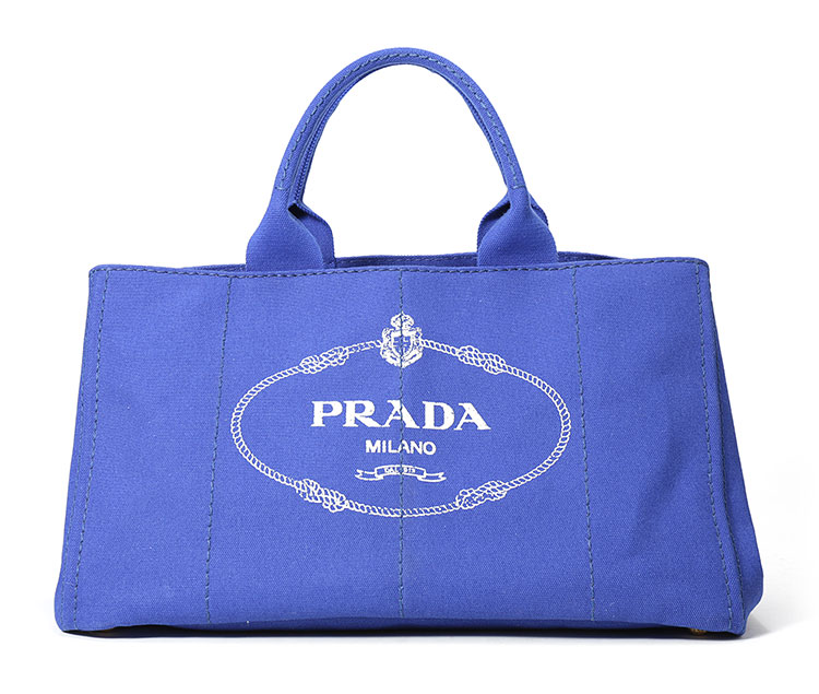 prada(普拉達) #寶藍色帆布logo大號手提包