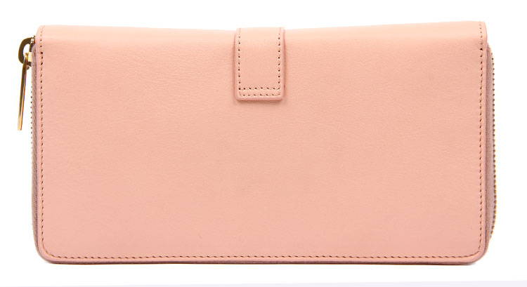 yves saint laurent(圣罗兰) 肉粉色皮质长款拉链钱夹