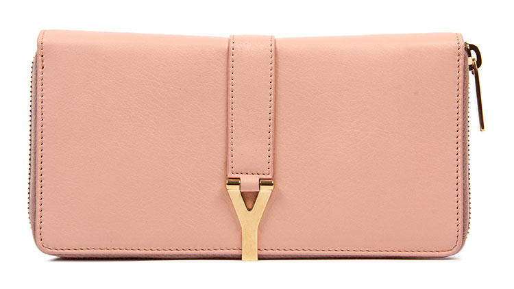 yves saint laurent(圣罗兰) 肉粉色皮质长款拉链钱夹