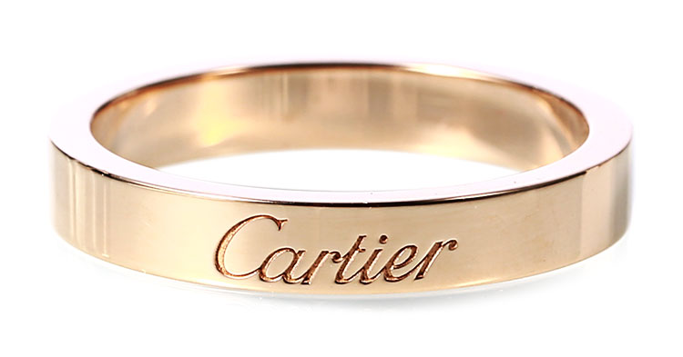 cartier(卡地亚) 18k玫瑰金窄版刻字戒指50