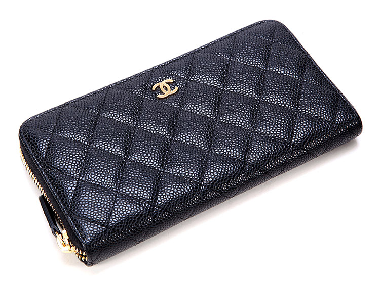 【chanel香奈儿 钱包】chanel(香奈儿) 黑色皮质长款拉链钱夹【正品