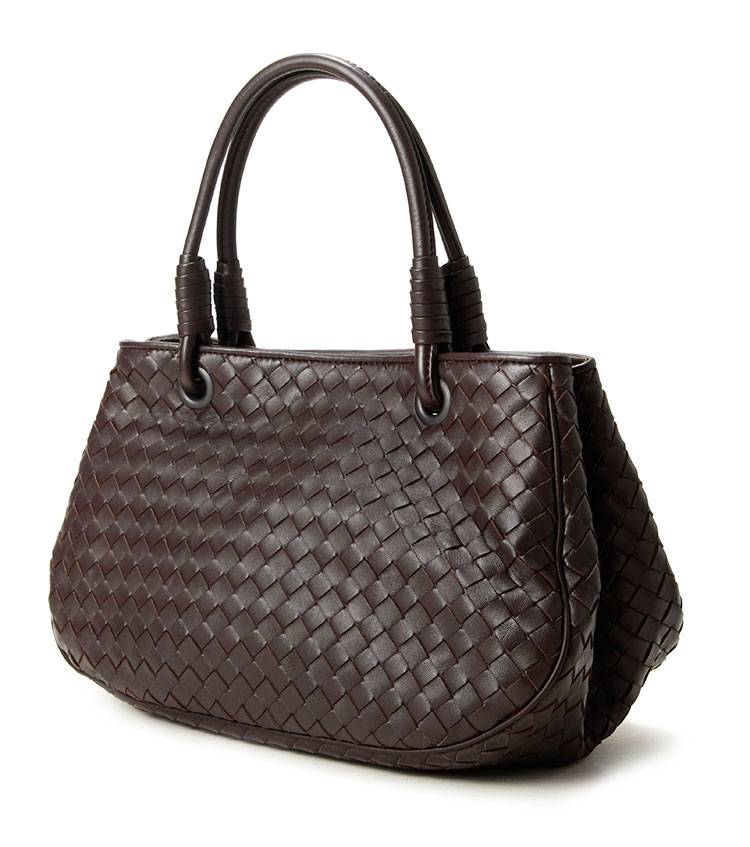 bottega veneta(葆蝶家) 深棕色皮质编织手提包