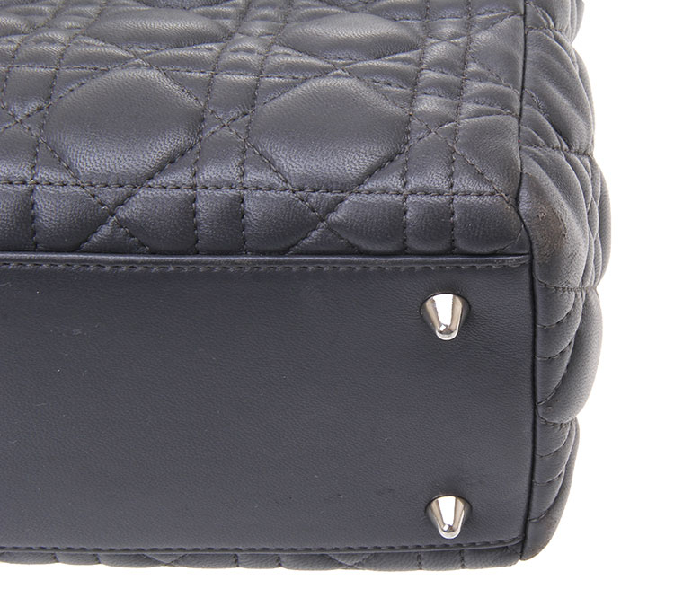 dior(迪奥) 深灰色皮质银扣小号戴妃包