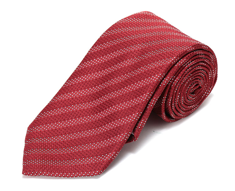 canali红色条纹桑蚕丝男士领带