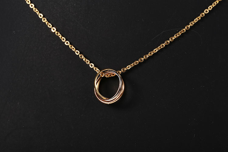 cartier(卡地亚) 18k黄金细三环吊坠项链