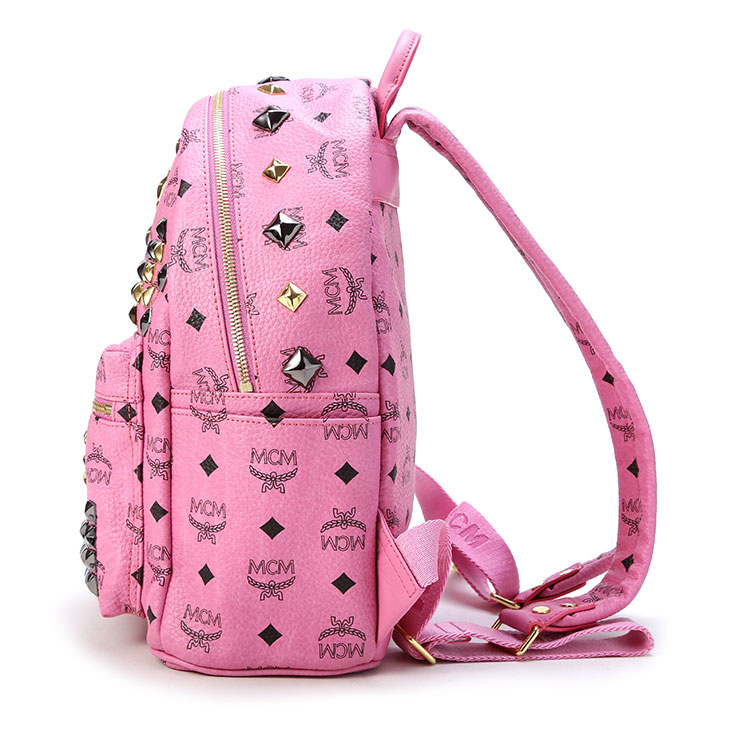 mcm(mcm) 粉色皮质小号双肩包