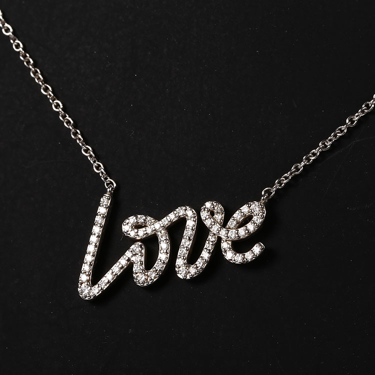 tiffany & co.(蒂芙尼) 18k白金love镶钻项链