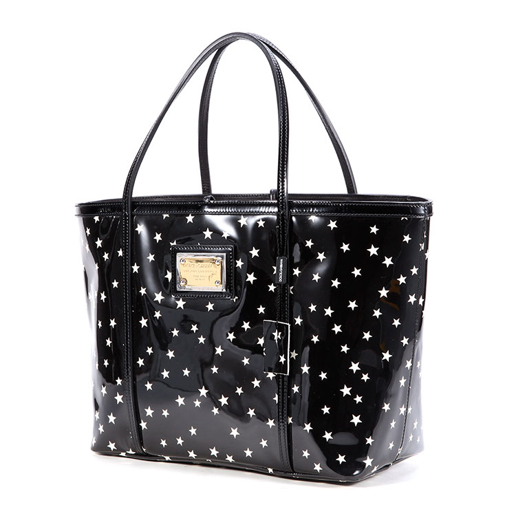 dolce&gabbana(杜嘉班纳) 黑色星星图案漆皮单肩包