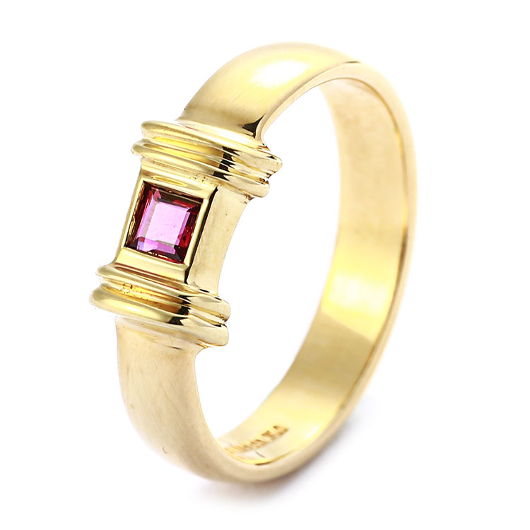 (蒂芙尼) 18k黄金镶红宝石戒指50