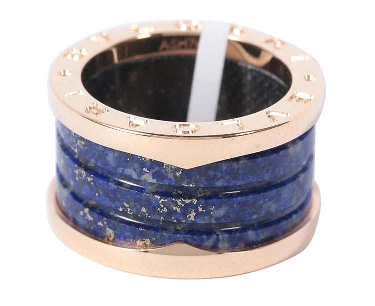 bvlgari(宝格丽) 18k玫瑰金蓝色大理石戒指50