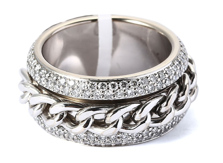 piaget(伯爵) 18k白金镶钻链条戒指55