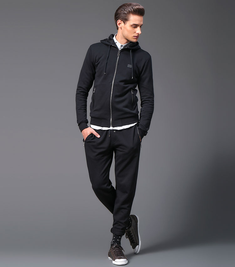 dolce&gabbana男士黑色舒适百搭休闲拉链运动服上衣