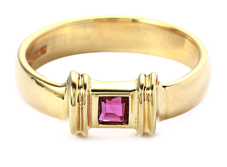 (蒂芙尼) 18k黄金镶红宝石戒指50