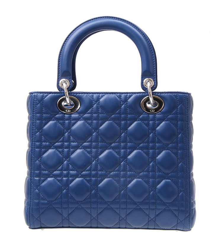 dior(迪奥) 深蓝色皮质中号戴妃包