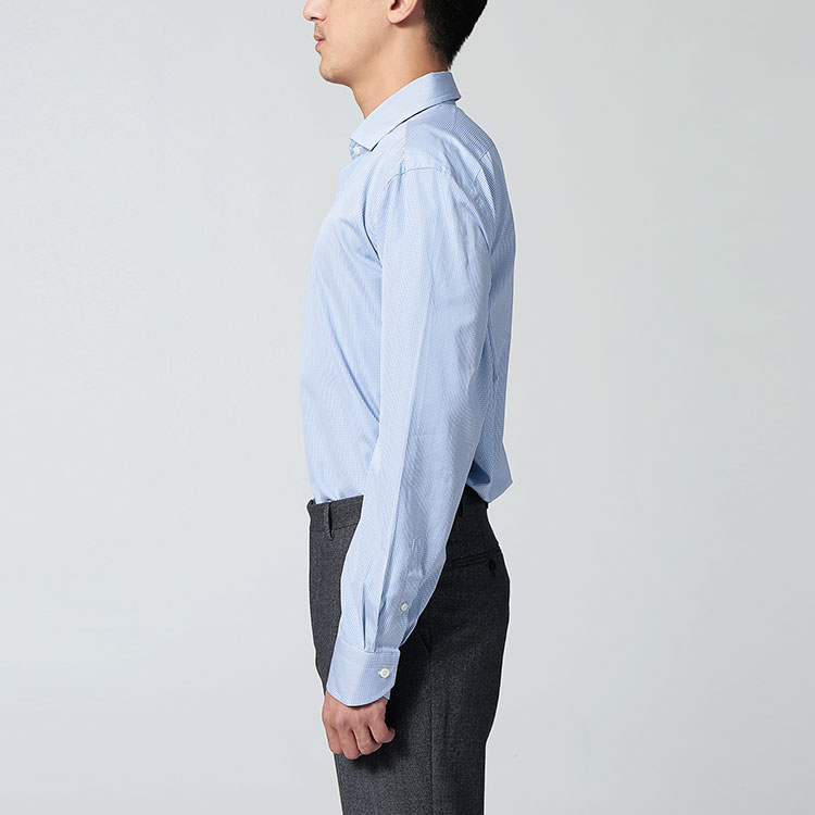 canali蓝色格纹纯棉男士衬衫 44