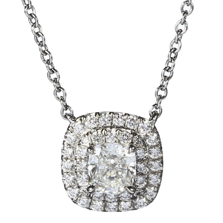 tiffany & co.(蒂芙尼) pt950铂金方钻项链d0.41ct
