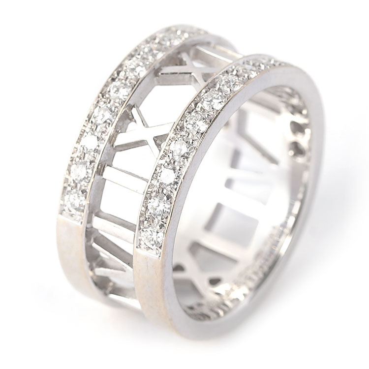 (蒂芙尼) 罗马数字系列白金镶钻戒指