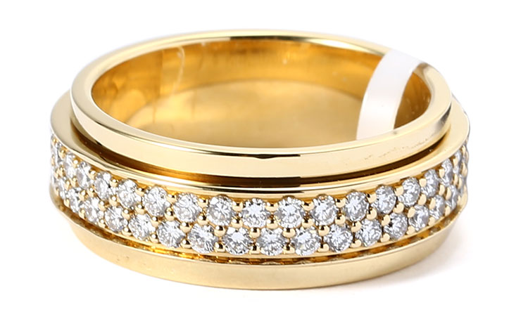 piaget(伯爵) 18k黄金双排镶钻possesion戒指53