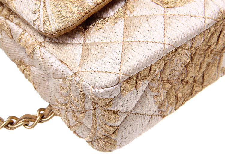 chanel(香奈儿) 金色帆布刺绣金链单肩包