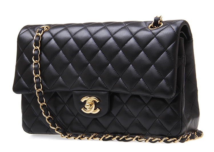 chanel(香奈儿) 黑色皮质金链单肩包