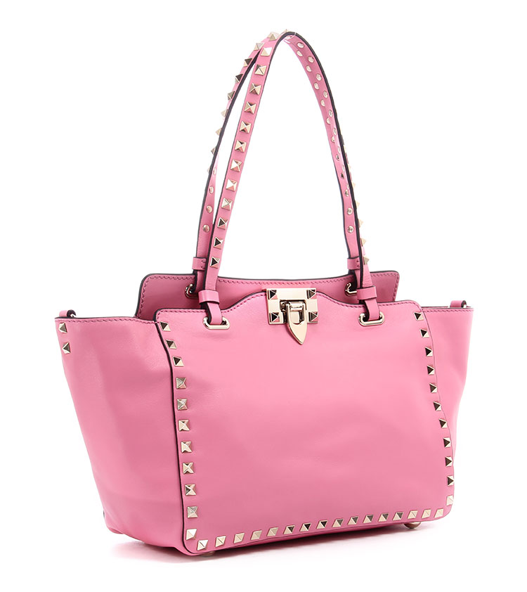 valentino(华伦天奴) 粉色皮质铆钉两用包