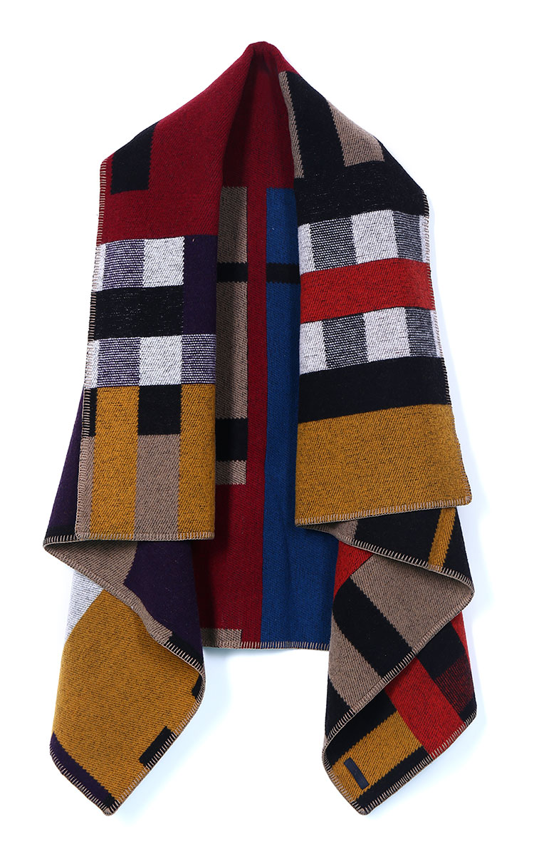 burberry(博柏利) #卡其/紫/黄色格纹羊毛披肩