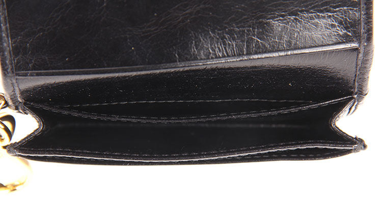 miumiu(缪缪) 黑色皮质按扣零钱包