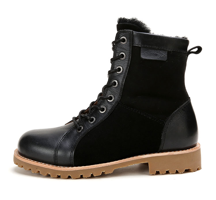 jumbougg 女士黑色皮毛一体马丁靴