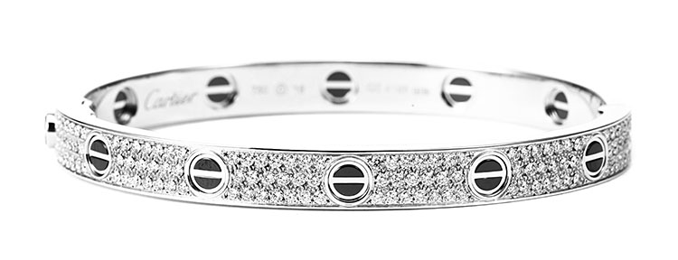 cartier(卡地亚) 18k白金满钻黑陶瓷手镯18