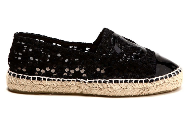 chanel(香奈儿) 黑色蕾丝镂空渔夫鞋38