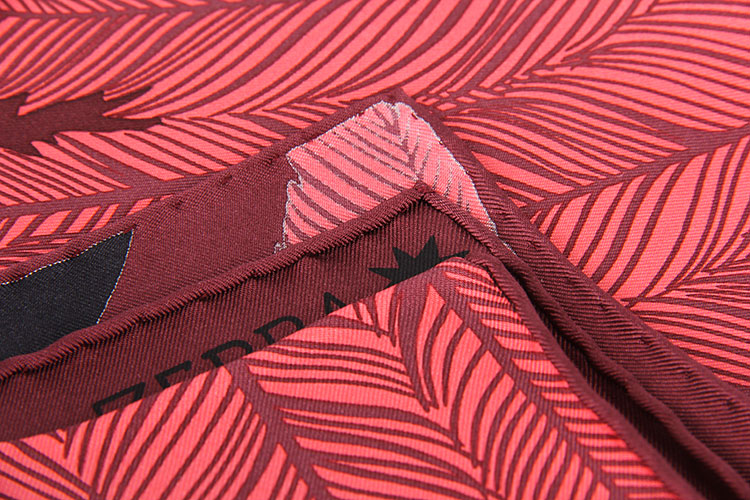 hermes(爱马仕) 枣红色斑马羽毛图案丝巾90