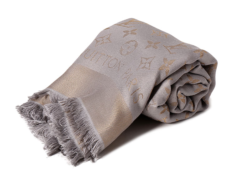 louis vuitton(路易威登) 灰底金色老花丝巾