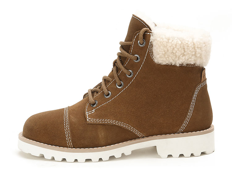 jumbougg 女士栗色羊皮毛一体马丁靴 38