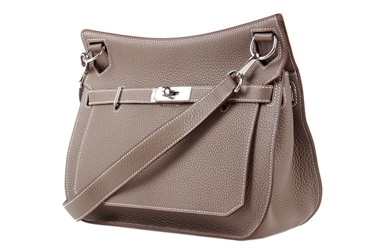 hermes爱马仕etoupe大象灰色皮质斜挎包jypsiere28